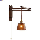 Axyaa Antique Brass Wall Lamp with Amber Glass Shade for Home Decor