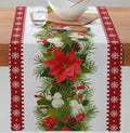 Axyaa Christmas Table Runner with Festive Gnome Tree Snowman Design