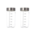 Axyaa Glass Storage Cups - Portable Seal, Thick High Borosilicate, Scale, Sealed Jar