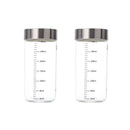 Axyaa Glass Storage Cups - Portable Seal, Thick High Borosilicate, Scale, Sealed Jar