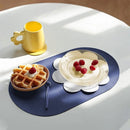 Axyaa Faux Leather Oval Placemats Set of 2 - Waterproof Double-Sided Table Mats