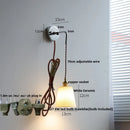 Axyaa White Glass LED Wall Lights with Pull Chain Switch - Nordic Modern Bedside Lamp