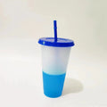Axyaa Color Changing Cups with Lids and Straws - 710ml Reusable Plastic Tumblers