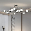 Axyaa Smoke Gray Glass Ball Chandelier Pendant Light for Modern Living Room