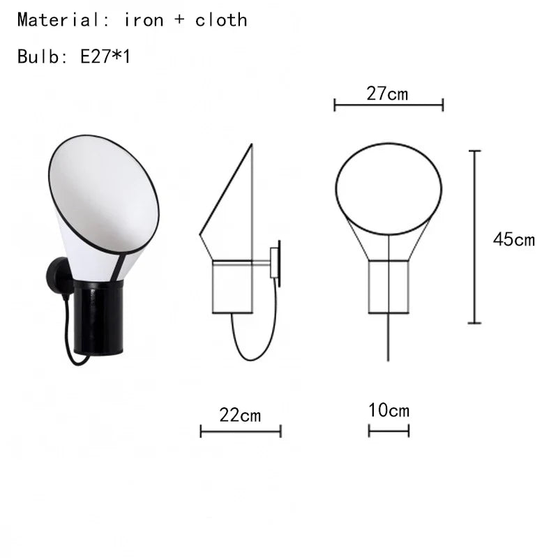 Axyaa White Cloth Lampshade Wall Light for Bedroom | Art Deco Sconce