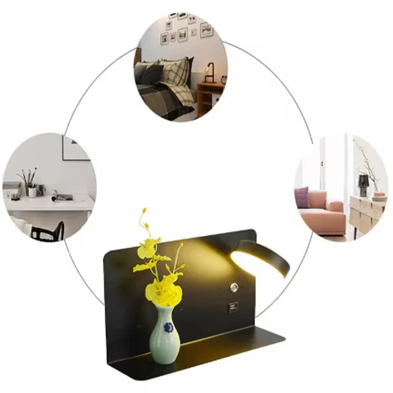 Axyaa Rotatable Button Switch Wall Lamp with USB Charging, Modern Minimalist Design