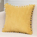 Axyaa Corduroy Stripe Fur Ball Cushion Cover