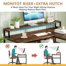 Axyaa 59" L-Shaped Desk with Monitor Stand & Storage Shelves, Rustic Brown