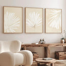 Beige Palm Leaf Prints Set, Boho Abstract Decor, Minimalist Tropical Art, Frameless Wall Decor, Axyaa