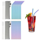 Axyaa Stainless Steel Reusable Metal Drinking Straws Set with Cleaner Brush