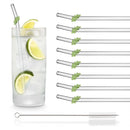 Axyaa Glass Straws Set with Christmas Design, 8-Pack with Cleaning Brush