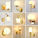 Axyaa Vintage Loft Sconce Wall Lamp Gold Black Glass Ball Iron Night Light
