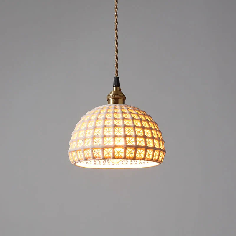 Axyaa Ceramic LED Pendant Lights: Modern Nordic Copper Hanging Lamp for Indoor Lighting