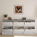 Axyaa Shoe Storage Cabinet with 6 Adjustable Drawers, Handleless Design - White