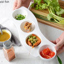 Axyaa White Ceramic 4-Grid Snack Bowl Set for Creative Tableware and Molecular Cuisine