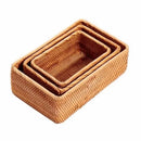 Axyaa Rattan Desktop Organizer: Eco-Friendly Storage Box for Kitchen, Cosmetics & More