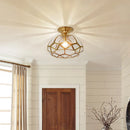 Axyaa Vintage Glass LED Ceiling Lights for Living Room, American Copper Finish