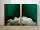 Sage Green Cloud Art Canvas Print for Modern Home Decor by Axyaa
