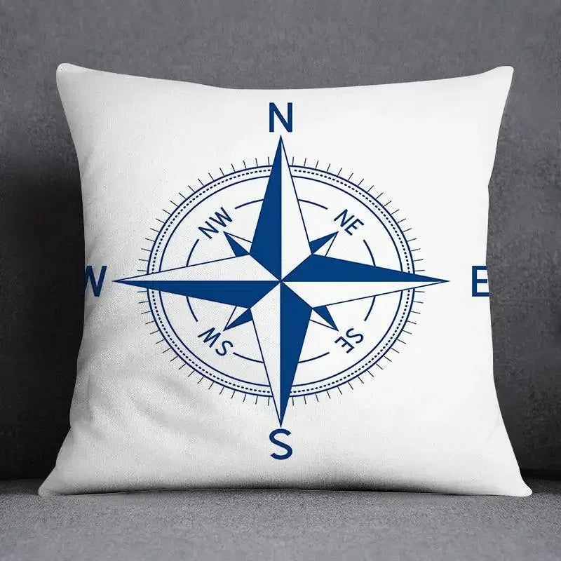 Axyaa Blue Mermaid Sailor Marines Polyester Pillowcase Home Office Decor