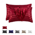 Axyaa Silk Satin Stripes Pillowcase King Queen Size Home Pillow Cover
