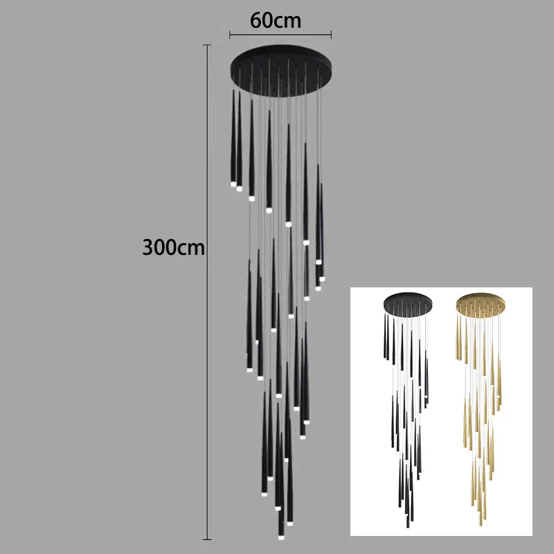 Axyaa Staircase Chandeliers LED Pendant Light Lamps Modern Decor for Living Room