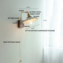 Axyaa Nordic Modern LED Wall Lamp Walnut Wood Ceramic Copper Pull Chain Switch