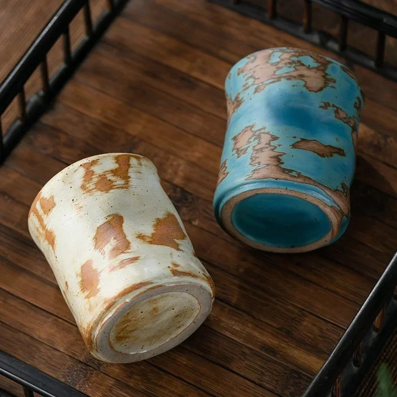 Axyaa Coarse Pottery Coffee Cup Hand Holding Retro Japanese Ceramic Espresso Cup