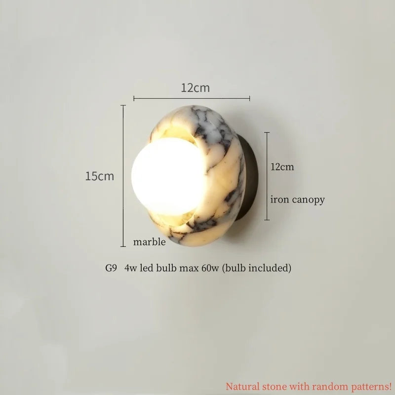 Axyaa Circular Marble LED Wall Lamps Nordic Minimalism Living Room Lights