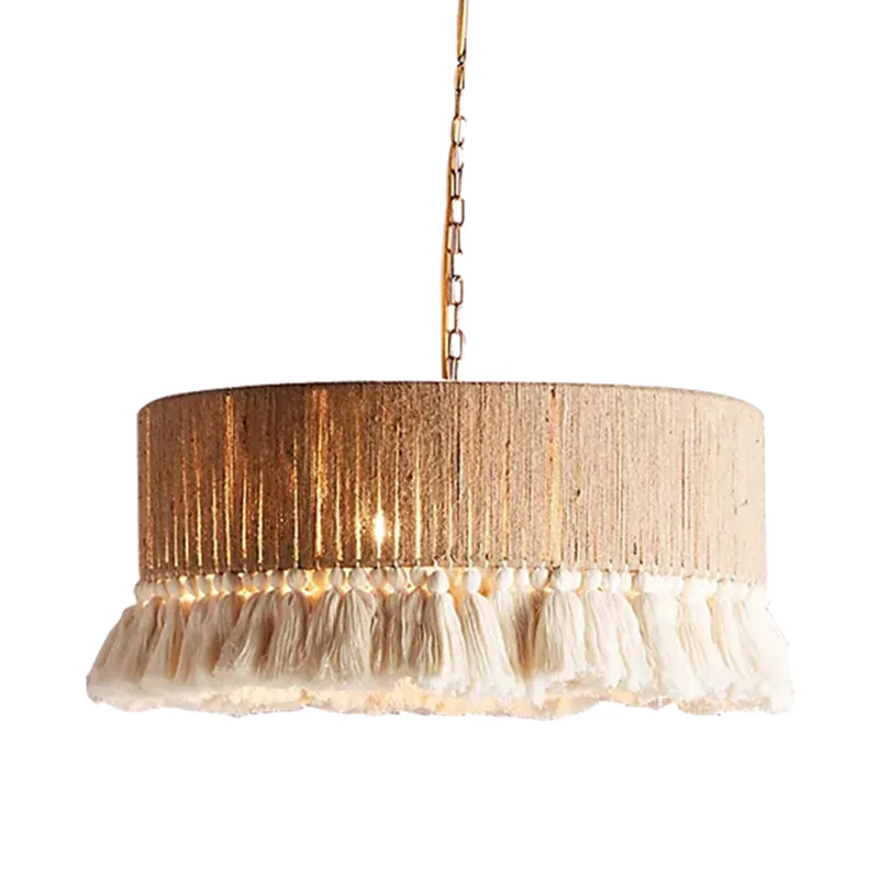 Axyaa Bohemian Macrame Pendant Light with Tassel Details