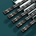 Axyaa 5 Pairs Alloy Chopsticks Sushi Sticks Reusable Home Kitchen Tableware