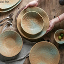 Axyaa Creative Ceramic Dinner Dessert Snack Sushi Steak Plates Vintage Specialty Tableware