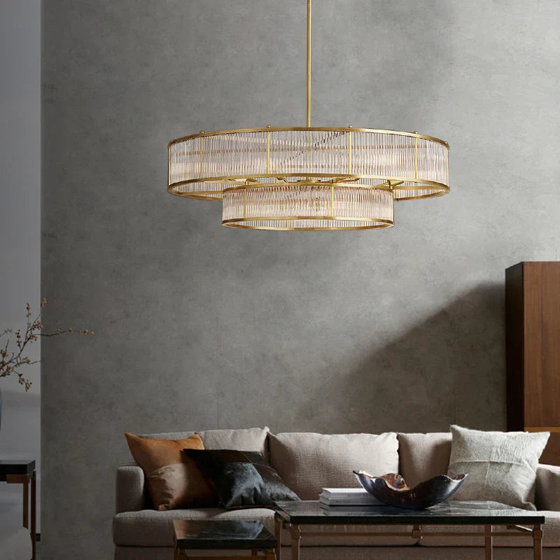 Axyaa Round Metal LED Pendant Lamp with Glass Tubes for Living/Dining Room