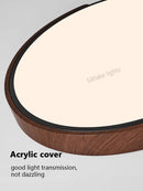 Axyaa Modern LED Walnut Wood Grain Ceiling Lamp for Master Bedroom
