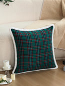 Axyaa Green Plaid Christmas Pillow Cover 30x30cm45x45cm - Soft & Festive Decor for Christmas Party