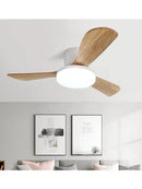 Axyaa 52 Inch DC Wood Ceiling Fan Light Remote Control Living Bedroom 35W LED Lights