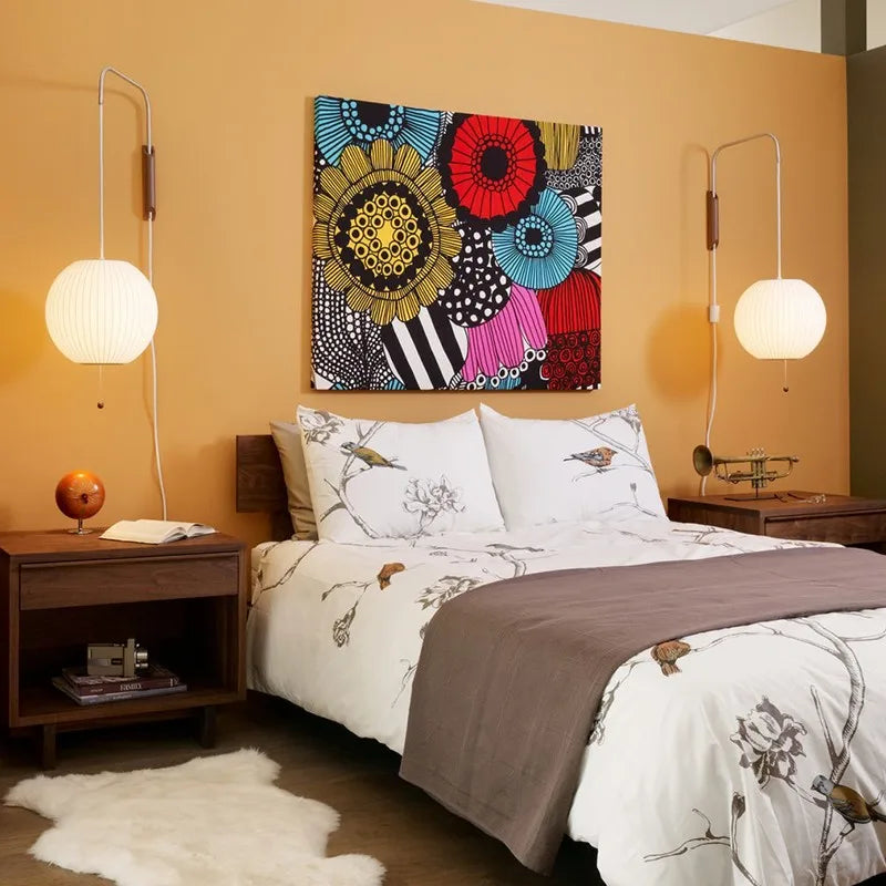 Axyaa Handwoven Silk Japanese Rotating Wall Light for Bedroom & Hallway Decor