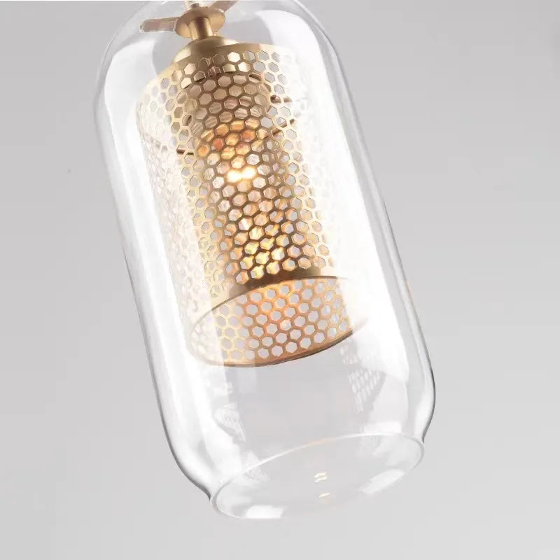 Nordic Mesh Pendant Light with Transparent Lampshade by Axyaa