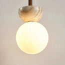Axyaa Stone Wood LED Chandelier | Cream Style Bedside Lamp | Medieval Restaurant Bar Light