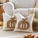 Axyaa Pumpkin Chenille Pillow Cover - Cozy Fall Harvest Decor, Beige/Coffee/Orange Texture