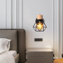 Axyaa Wooden Iron Cage Mini Wall Light for Bedroom & Study Room