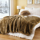 Axyaa Luxury Faux Fur Throw Blanket King Size Plaid Throws Soft & Fluffy