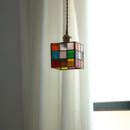 Axyaa Glass Square LED Pendant Light: Modern Multi-Color Nordic Hanging Lamp