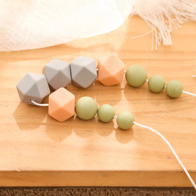 Axya Silicone Teething Beads Necklace for Babies - Food Grade Long Chain