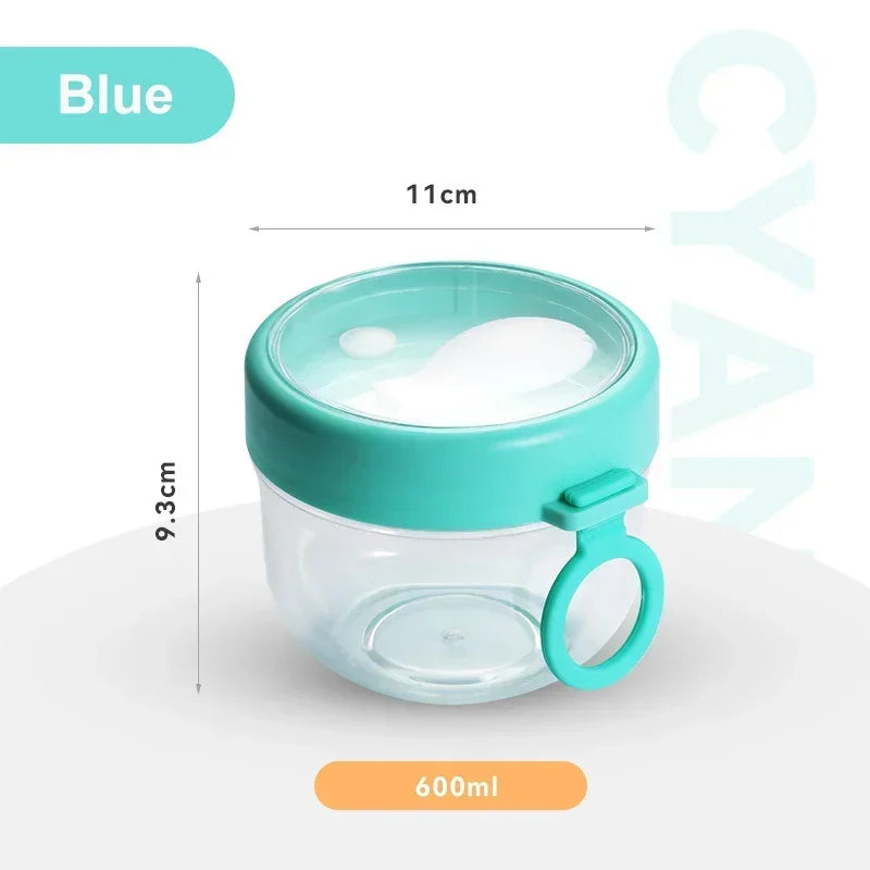 Axyaa 600ml Oatmeal Cup with Airtight Lid, Spoon - Food Storage Jar
