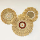 Axyaa Raffia Boho Wall Decor 30CM Round Handmade Tapestry