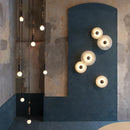 Axyaa Round Marble LED Wall Light with Gold Metal Finish