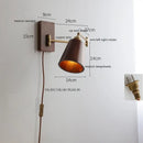 Axyaa Walnut Ash Wood LED Wall Sconce with Pull Chain Switch for Indoor Lighting