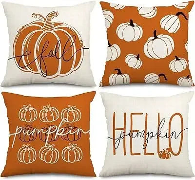 Axyaa Buffalo Check Print Linen Pillow Cover 45x45 for Fall Thanksgiving Decor