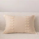 Axyaa Beige Tassel Cushion Cover 45x45cm Solid Cotton Linen for Home Sofa Bed Decor