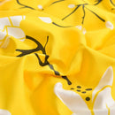 Yellow Floral Print Duvet Cover Set by Axyaa